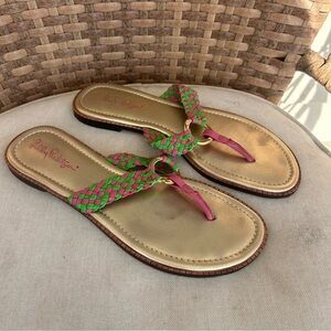 Lilly Pulitzer - McKim Pink and Green Woven Sandals.
